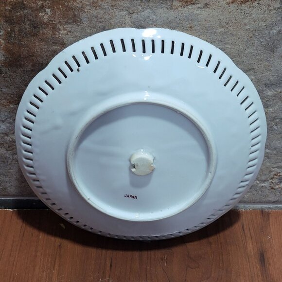 Vintage Decorative Plate Fruit Design Pierced Gilded Gold Edge - Picture 4 of 11